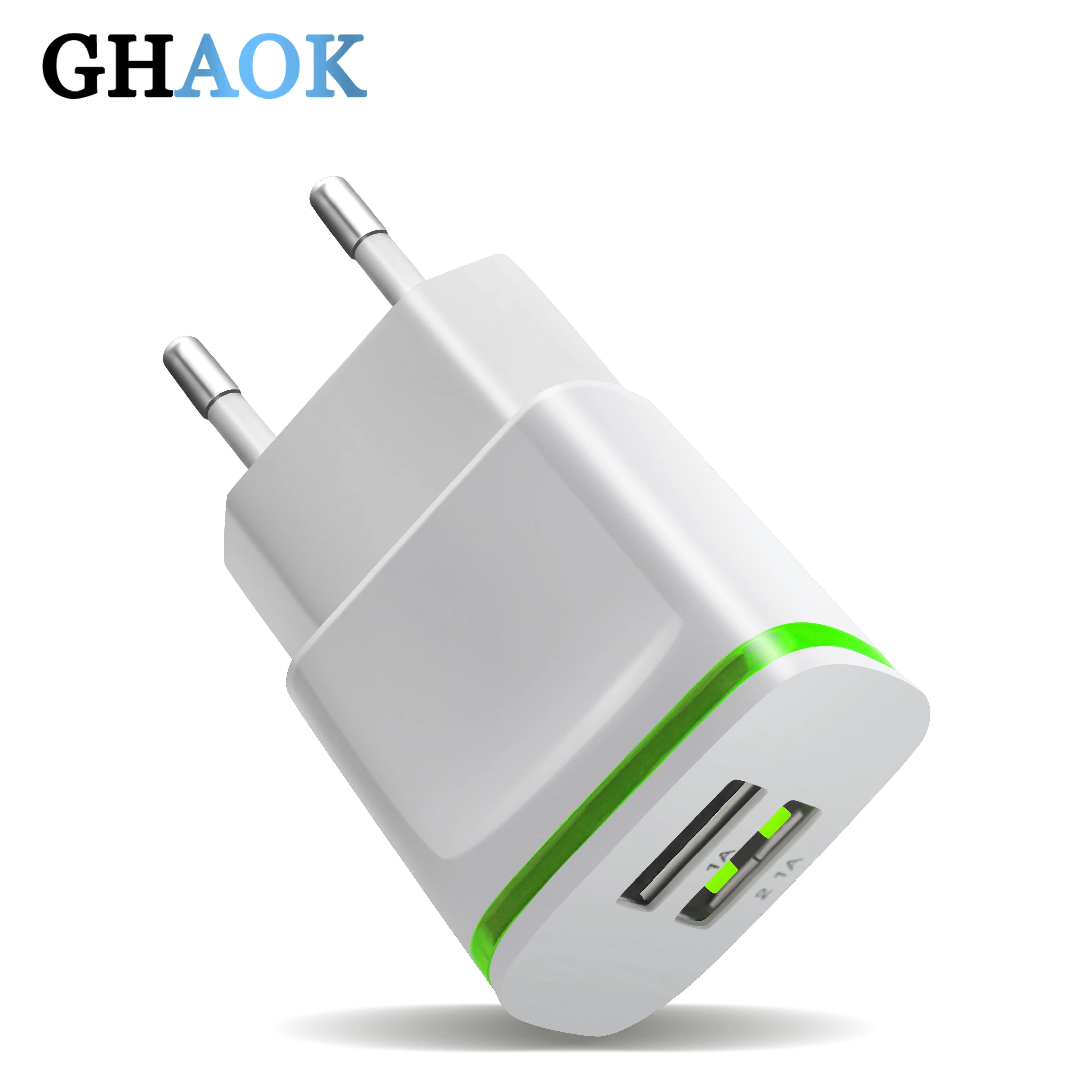 EU Plug 2 Ports LED Light USB Charger 5V 2A Wall Adapter Mobile Phone Micro Data Charging For iPhone iPad Samsung 4.8