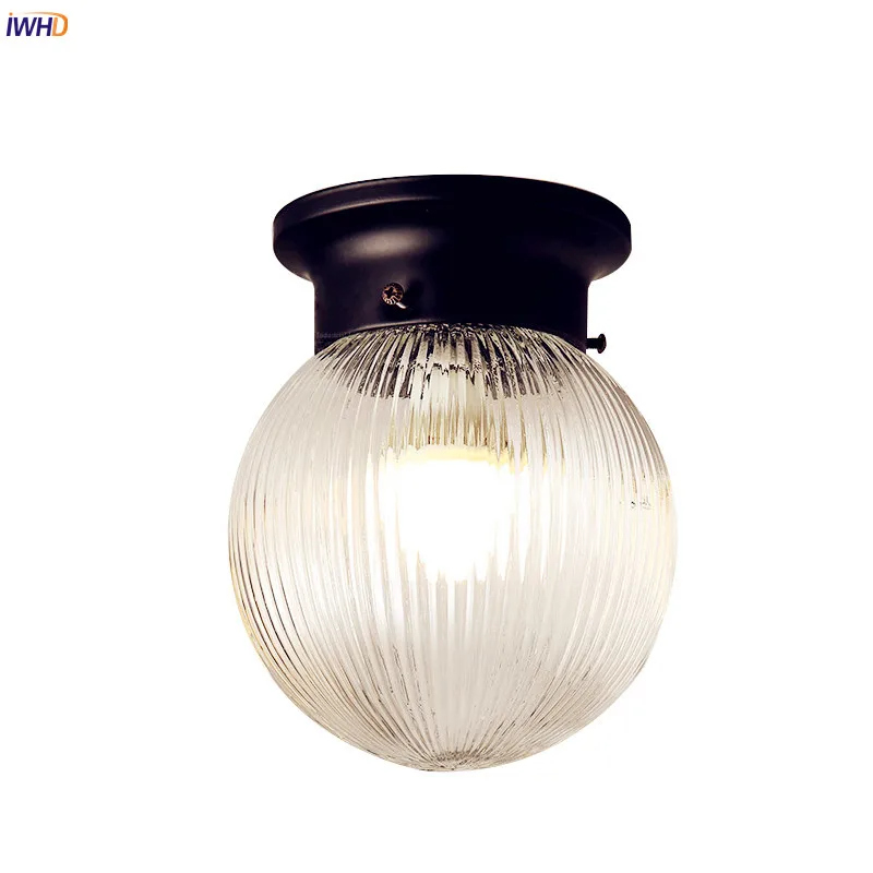 

IWHD Glass Retro Vintage LED Ceiling Light Fxitures Flafonnier Hallway Balcony Ceiling Lamp Home Lighting Plafon 3w