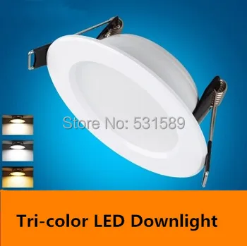 

DHL 50PCS 3W 5W 7w Matte Tri - color LED Downlight AC85~265V Free shiping