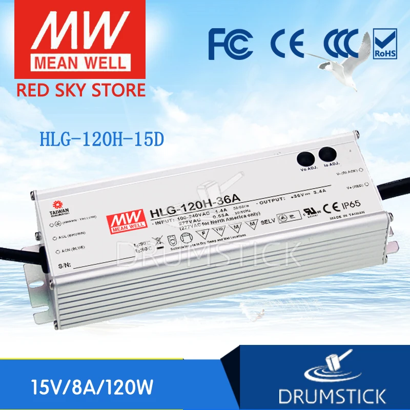 

MEAN WELL HLG-120H-15D 15V 8A meanwell HLG-120H 15V 120W Single Output LED Driver Power Supply D type