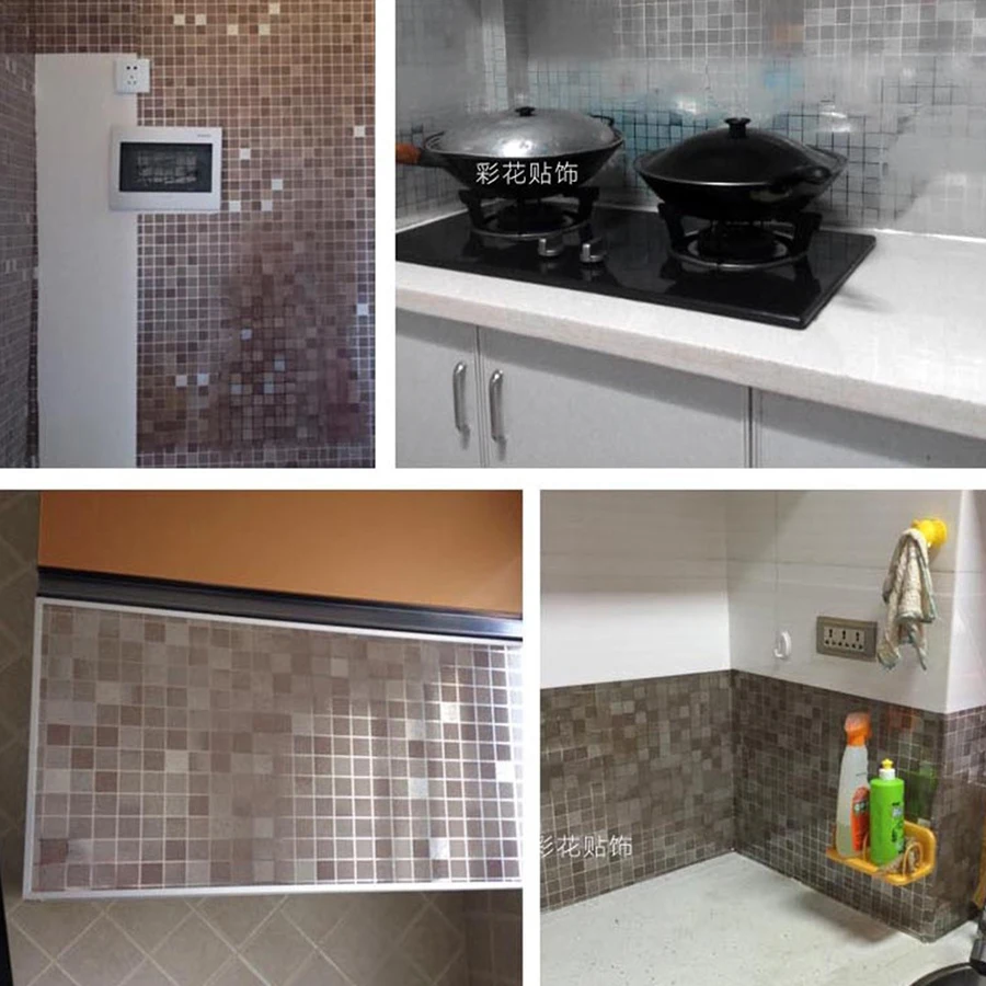 Kitchen Anti-oil Wall Sticker Mosaic Vinyl Stickers Muraux Bathroom Tile Waterproof Decorative Film Furniture PVC Stickers Decor Kitchen Anti-oil Wall Sticker Mosaic Vinyl Stickers Muraux Bathroom Tile Waterproof Decorative Film Furniture PVC Stickers Decor
