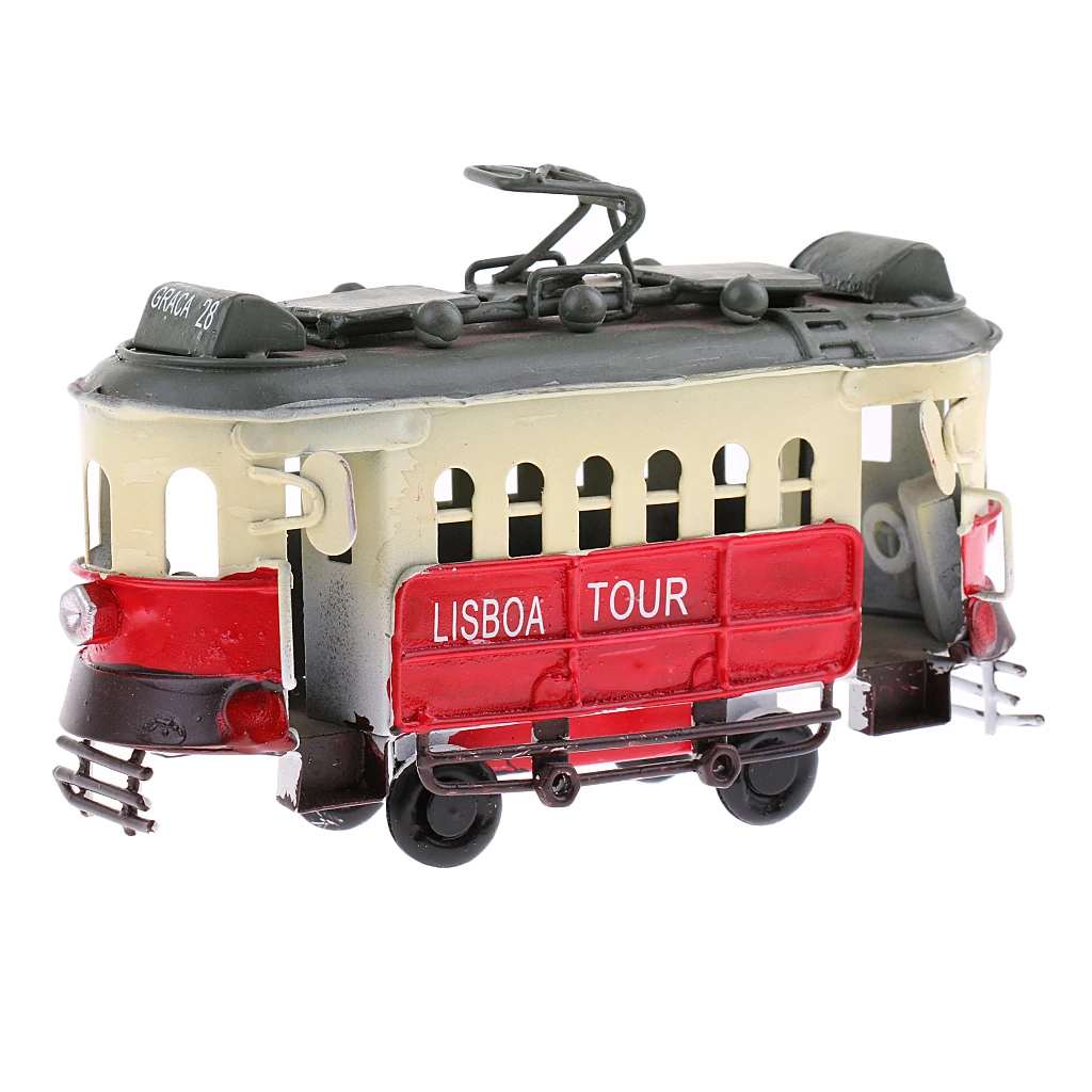 Vintage Scale Tram Model Diecast Vehicle Toy Streetcar Decoration Kids Gift