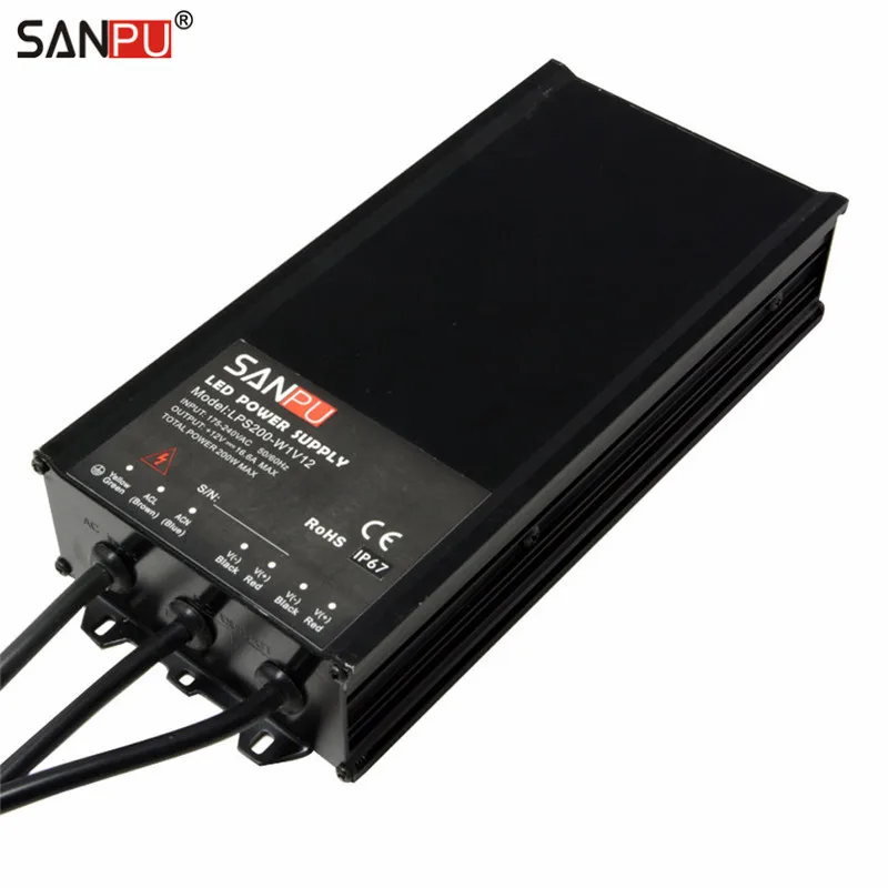 

SANPU SMPS 200W Switching Power Supply 16A Waterproof IP67 AC-DC LED Driver DC 12V Transformer 220 V 12 V for 12Volt LED Lights