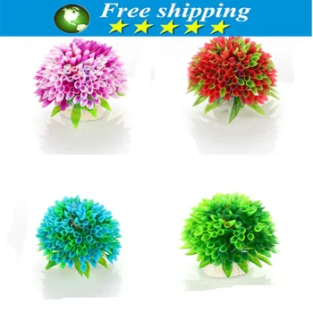 

New Plastic Aquarium Decorations Multicolor Artificial Plants Fish Tank Grass Flower Ornament Decor Landscape,Free shipping.