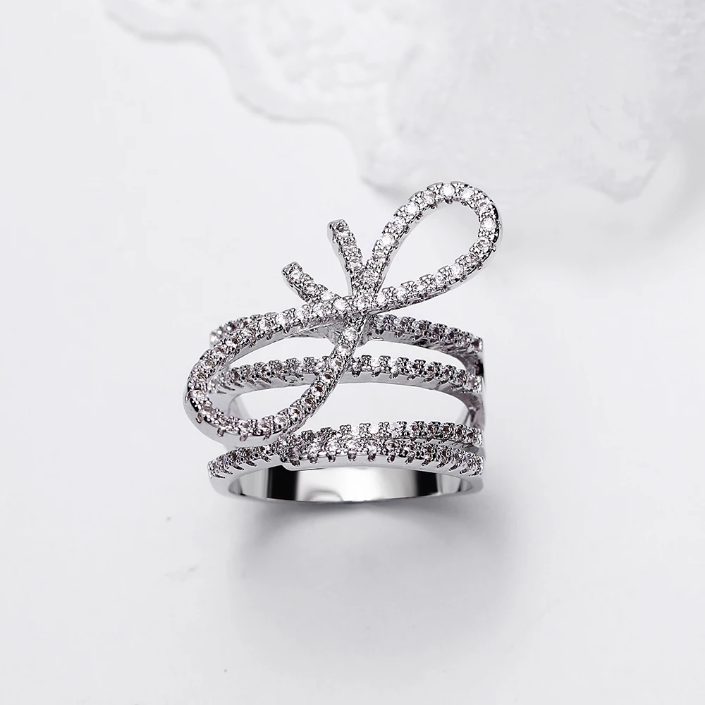 Милое кольцо микро проложить Крошечный Цирконий Кристалл высокого качества Китай узел ювелирные изделия Белый anel feminino aneis палец кольцо для женщин