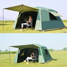 Ультрабольшая палатка для 5-8 человек, 365*365*220 см, двухслойная, водонепроницаемая, большая беседка для кемпинга, вечерние палатки для семейного сада