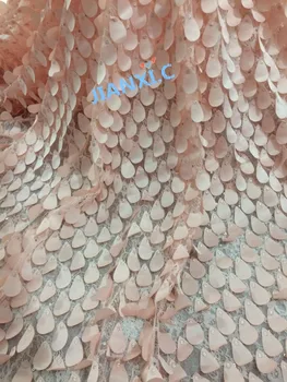 

DiuDiu-91202 beautiful peach color french lace fabric high quality 3d African french lace fabric