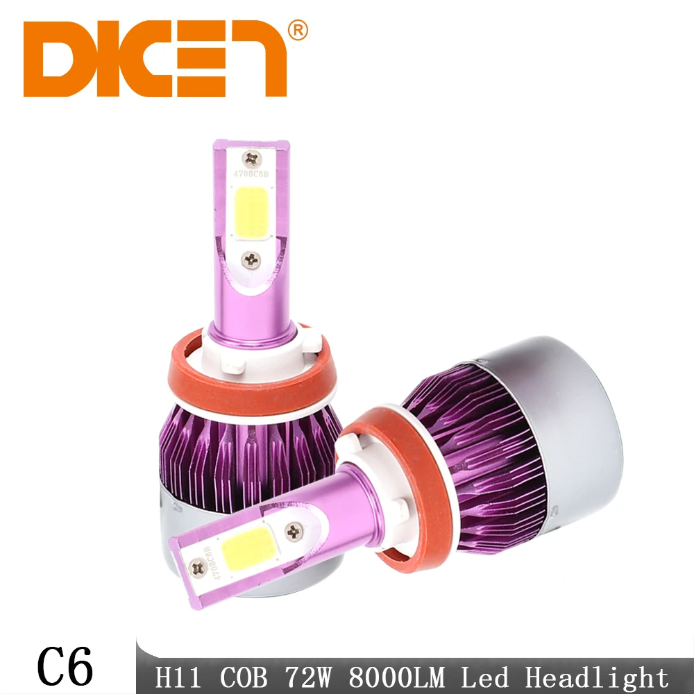 DIC светодиодный H4 H7 H11 9005 9006 светильник для Автомобиля H3 H1 8000LM COB Chips 72 Вт