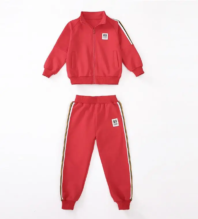 Новые осенние спортивные костюмы для девочек, детская школьная форма, комплект из 2 предметов для мальчиков и девочек, vetement garcon, одежда для девочек - Цвет: red