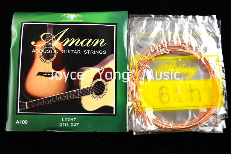 

1 Set of Aman A100 Acoustic Guitar Strings 1st-6th Steel Strings 010-047 Light Gauge Free Shipping