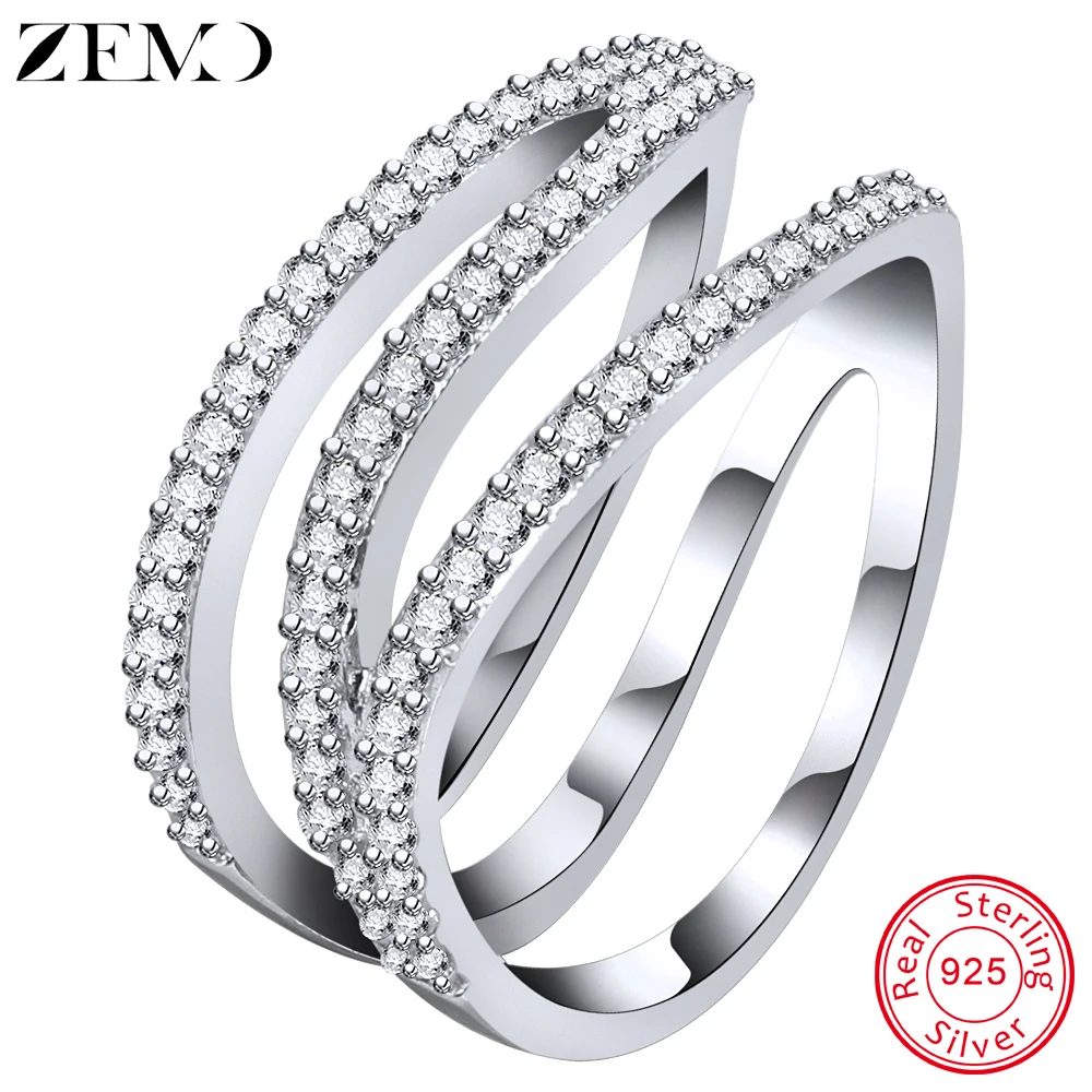 

ZEMO Luxury 925 Sterling Silver Rings with Cubic Zirconia for Women Wedding Ring Vintage Crystal Engagement Jewelry Gifts 2019
