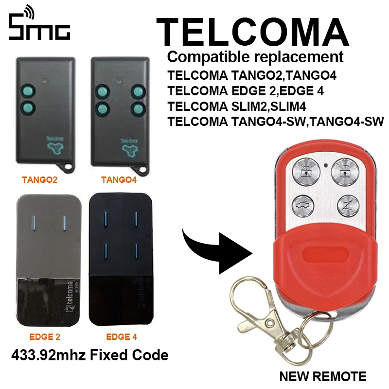 

TELCOMA EDGE 2 remote control, CLONE transmitter 433,92Mhz,TELCOMA EDGE 2 gate garage door opener garage command remote garage