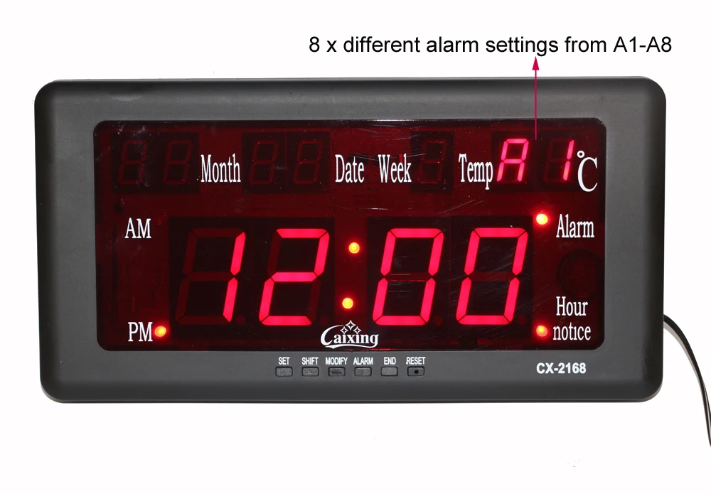 Электронный светодиодный цифровой будильник часы, настенные часы большой дисплей Температура Календарь Дата Неделя выкидывание подставка для настольного размещения