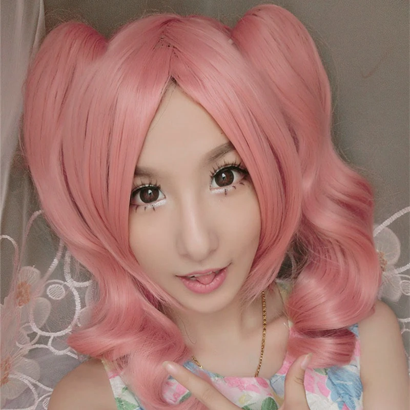 

Inu X Boku SS Roromiya Karuta Cosplay Wig for Women Female 40cm Short Curly Wavy High Quality Heat Resistant Synthetic Hair Pink