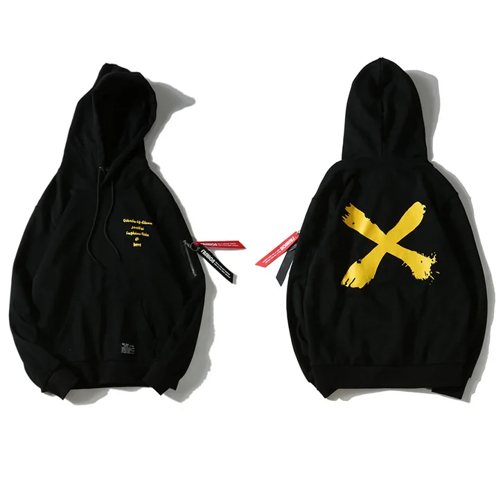 Harajuku Japanese Hoodie Men Cross Sweatshirt Yellow Print Hip Hop Black Pullover Hoodie Cotton Swag High Street 2018 Autumn Harajuku Japanese Hoodie Men Cross Sweatshirt Yellow Print Hip Hop Black Pullover Hoodie Cotton Swag High Street 2018 Autumn
