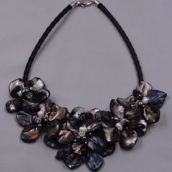 

2018 Lady Women Black Mother Of Pearl Shell Flower Choker Necklace For Womens Choker Necklaces & Pendants Bijoux