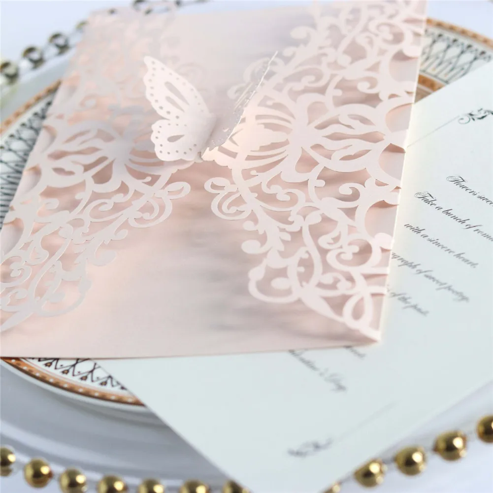 10 шт бабочка Лазерная резка свадебные приглашения Европейский стиль Пригласительные открытки вечерние открытки на праздник открытки