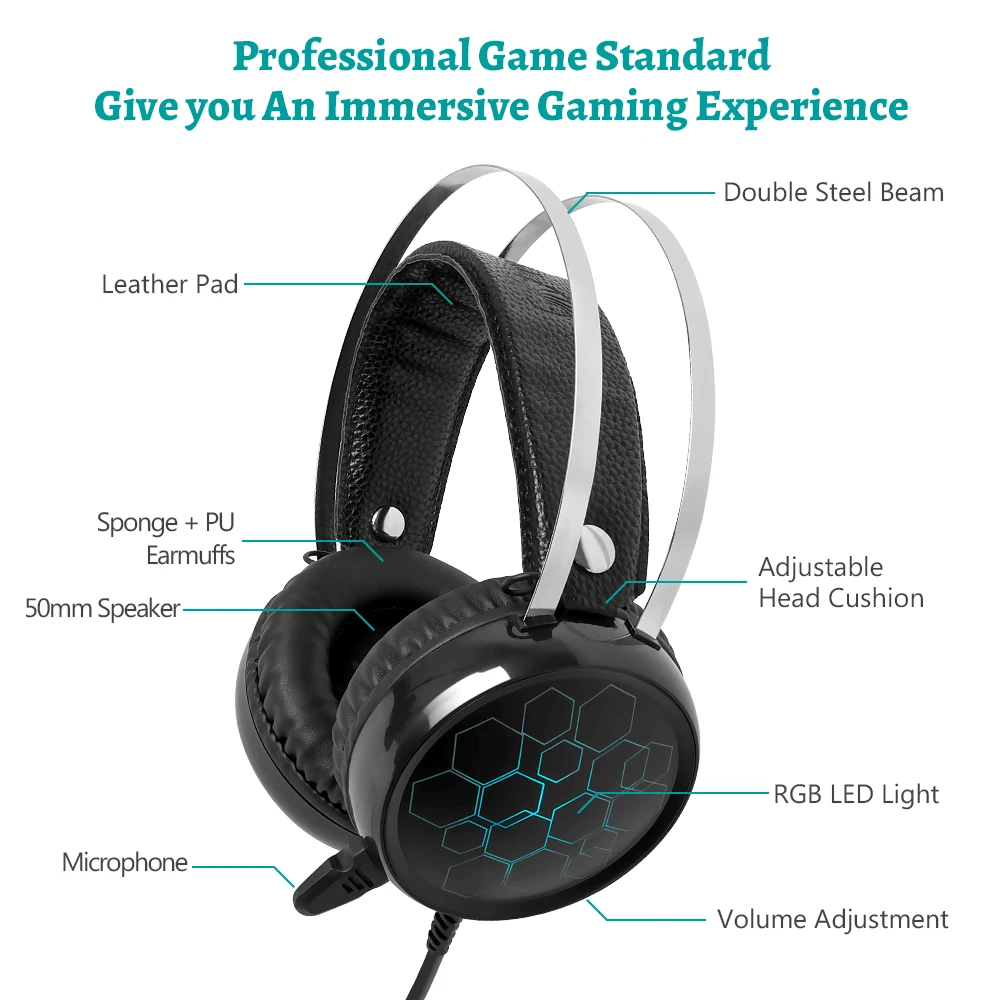 Preise Professionelle 7,1 Gaming Headset Kopfhörer mit Mikrofon Gamer Surround Sound USB Wired für PC Computer Xbox One PS4 RGB Licht