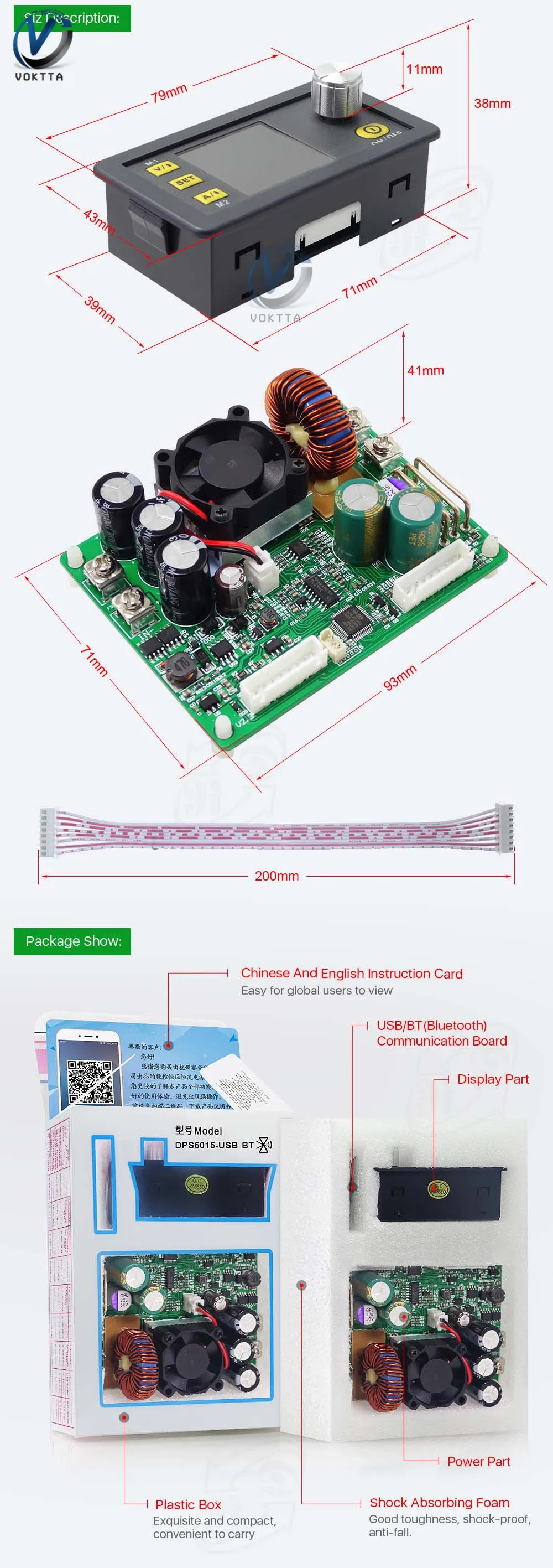 dc step-down módulo de alimentação buck conversor de voltagem lcd voltímetro