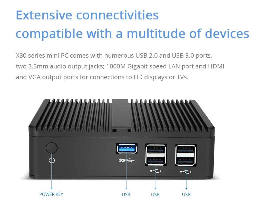 XCY мини-ПК Intel Pentium N3510 Celeron J1900 Windows 10 Linux HTPC тонкий клиент неттоп HDMI VGA WiFi NUC компактный безвентиляторный PC