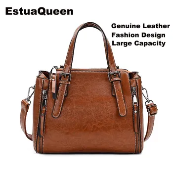 Sheepskin Ladies HandBags Women Genuine Leather bags Tote Messenger Bags Korean fashion large capacity Designer Luxury Brand Bag women genuine leather purses and handbags vintage brown large shoulder bag ladies tote bag luxury designer brand top handle bags