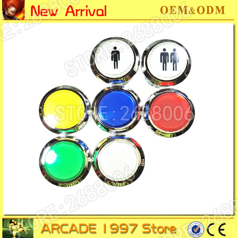 

1pcs CHROME Plated illuminated 12v LED Arcade Push Button with microswitch 7 colors available player1 and player 2