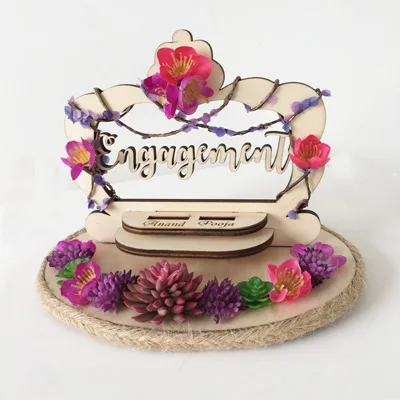ring bearer On sale custom name Anniversary Engagement rings bearer pillow wood wedding flower rustic ring box - Цвет: ring bearer
