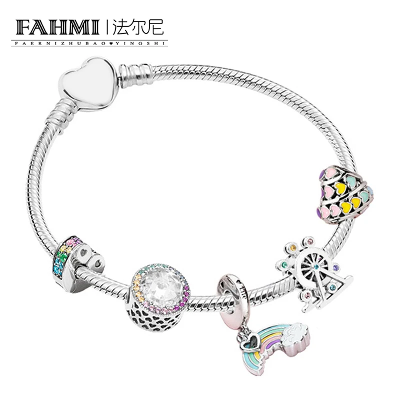 

FAHMI 100% 925 Sterling Silver Magic Dream Neon ZT0142 Bracelet String Ornaments Gift Set Original Women Jewelry Charming Gift