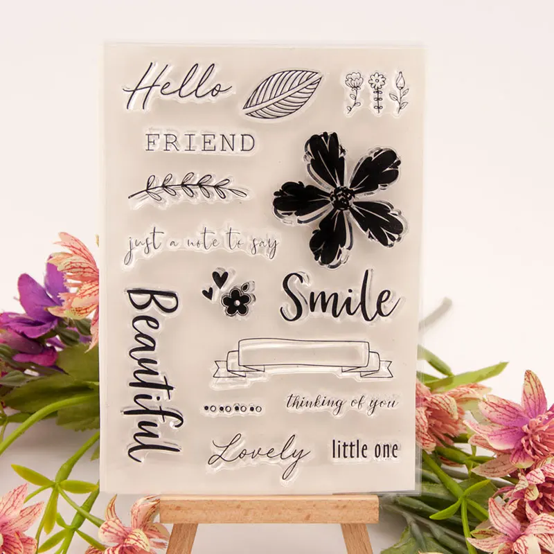 

New Smile Flowers Leaves Transparent Clear Stamps Silicone Seal for DIY Scrapbooking Card Making Photo Album Decoration Crafts