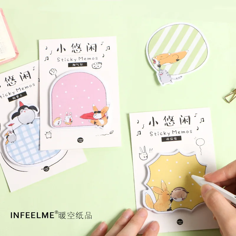 

1 sets/1 lot Cartoon Animal Memo Pad Sticky Notes Escolar Papelaria School Supply Bookmark notepad Label