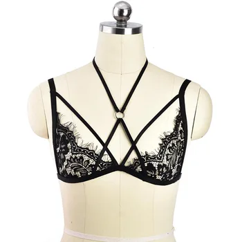 

Women Sexy Lace Bralette Fetish Wear Black Lace Body Harness Belt Adjustable Cupless Bra Harajuku Bondage Harness Lingerie Belt