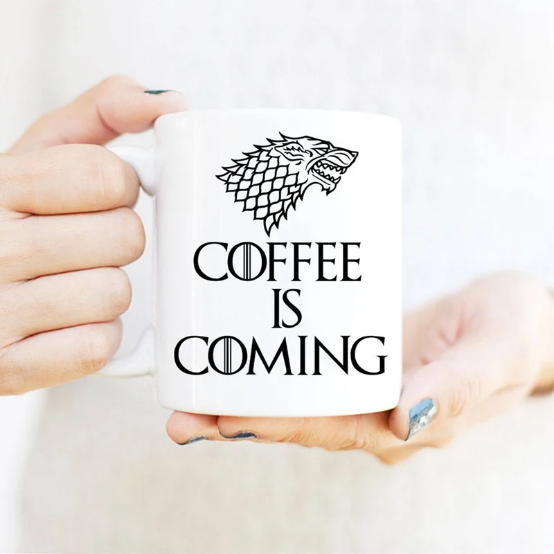 

Game Of Thrones Mugs House Stark Of Winterfell Wolf Totem Pattern Mug Coffee Is Coming Coffee Milk Juice Cup