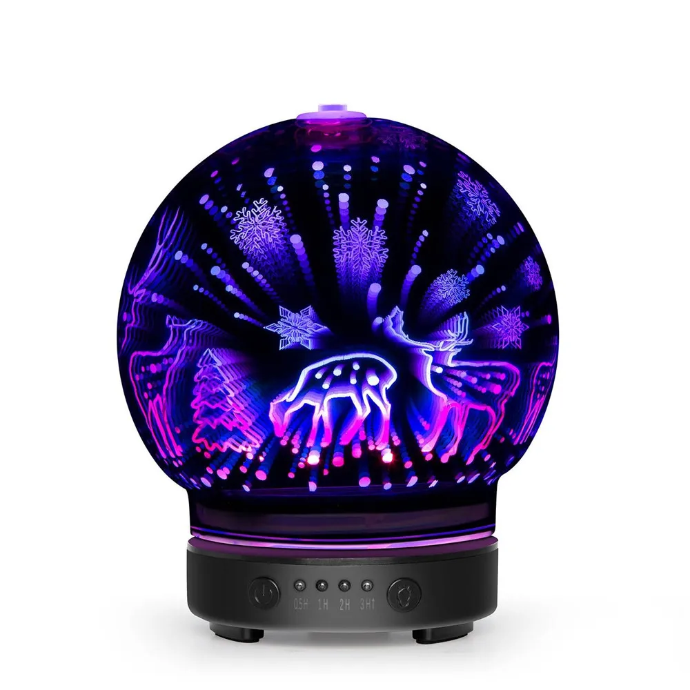 

3D Christmas Tree Colorful Aromatic Night Light Aroma Essential Oil Diffuser 100ml Ultrasonic Cool Mist Humidifier with 8 Color