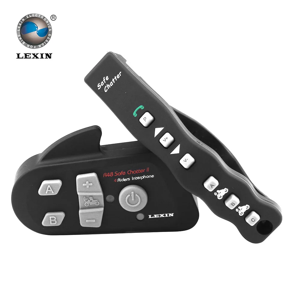 Lexin 2016 Remote Control + FM! 4 Riders Motorcycle Bluetooth