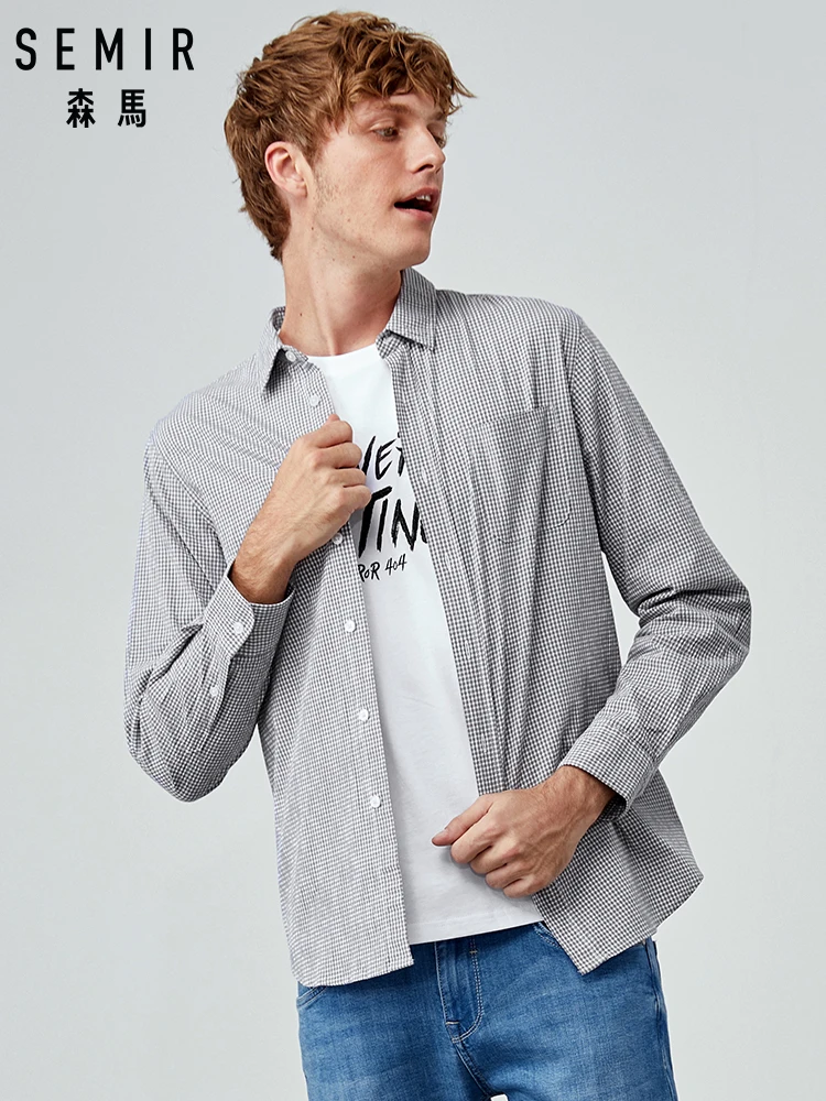 Новая рубашка SEMIR в клетку 2019 хлопковая мужская осенняя шикарная гонконгском