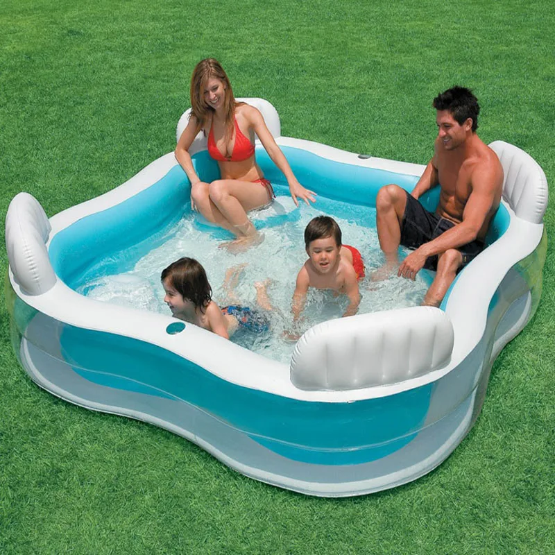 INTEX 229*229*66 см сиденье со спинкой бассейны негабаритных Zwembad Piscine Gonflable детский бассейн с насосом