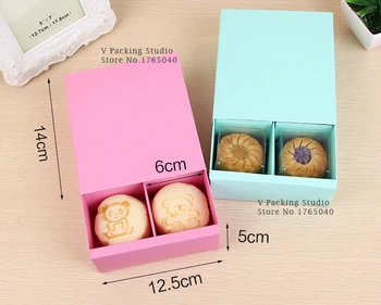 

14X12X5cm macaron boxes High grade Macaron/Moon cake box 4 lattice Drawer cake box cookies biscuit packing 50pcs/lot