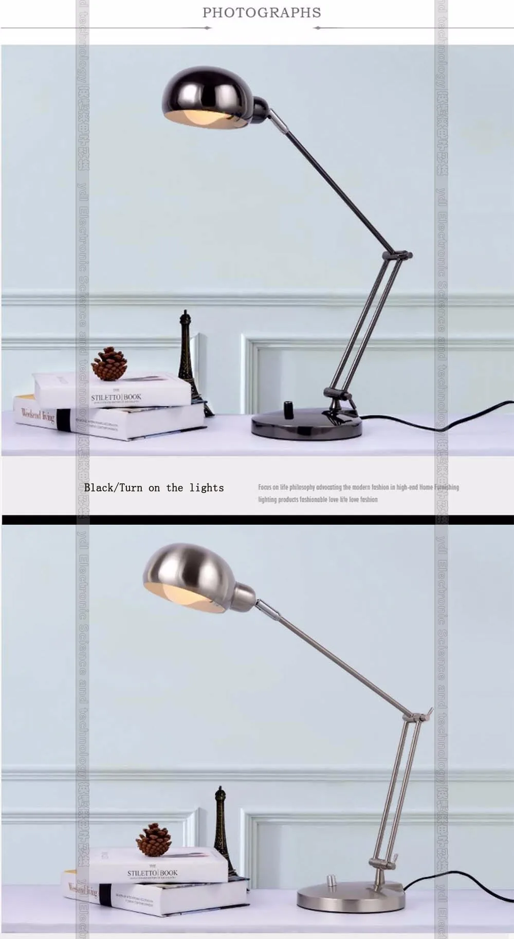 Светодиодная настольная лампа 5 Вт, железная Современная американская Складная Настольная лампа с длинными ручками, лампа для чтения E27 110 В 220 В, Офисная лампа с зажимом для учебы