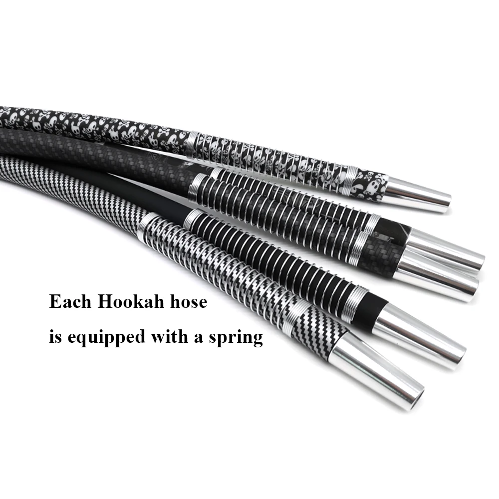 LOMINT Carbon Hookah Hose shisha Carbon Fiber Handle Silicone Tube Aluminum Mouth Tips with Spring Narguile Nargile Accessories