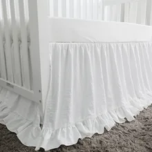 Детская кроватка кровать юбка пыли рюшами для маленьких девочек мальчиков Комплекты постельного белья