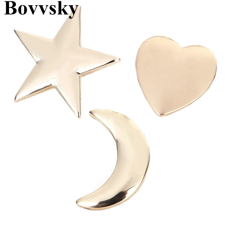 Женская маленькая металлическая брошь Bovvsky в виде звезды луны сердца значок