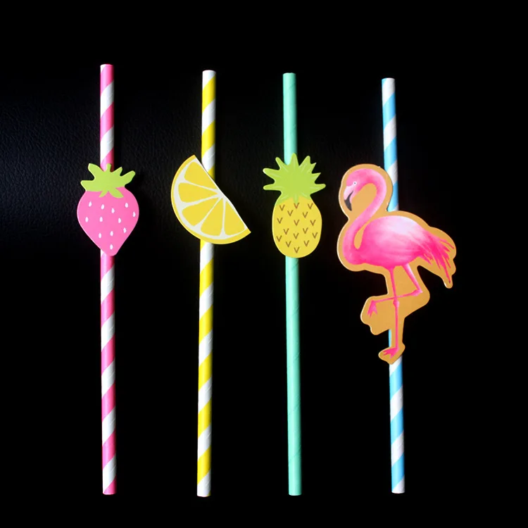 New 25pcs Drinking Straws Flamingos  Fruit Pineapple Straws Party Supplies