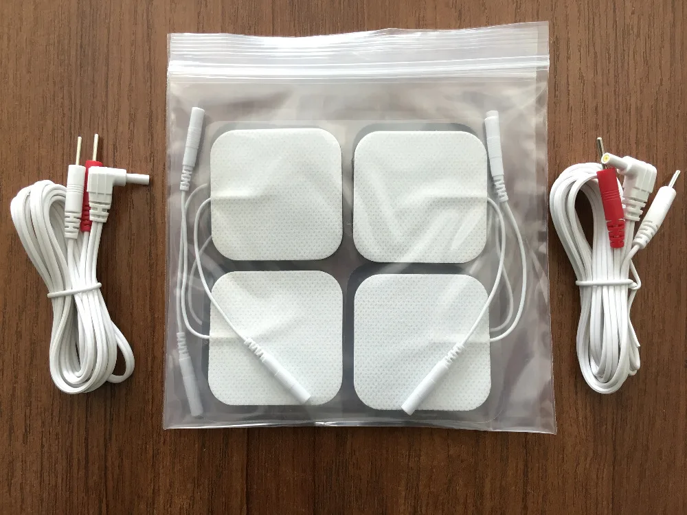 2 Piece DC 2.35mm 2-pin Electrode Lead Wires/Cables With 2 Packs Electrode Pads For TENS Unit 7000