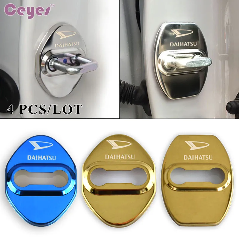 

Ceyes Auto Door Lock Cover JDM Car Styling Case For Daihatsu Terios Sirion Yrv Car Stickers Stainless Steel Car-Styling 4pcs/lot
