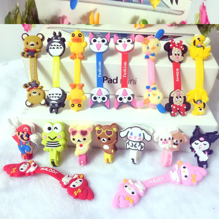 

NEW 100pcs/lot Cartoon Cable Winder Silicone Cable Wire Organizer USB Data Cable Cord Holder For Samsung Mobile Phone earphone