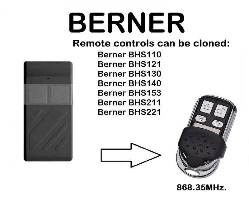 

Berner BHS130 Universal Remote Control Duplicator 868.35MHz