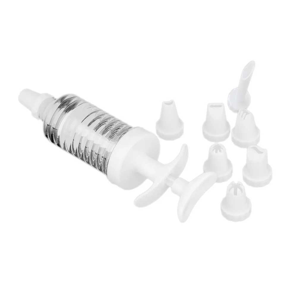 8Pcs Plastic Icing Tips Nozzles Piping Cream Syringe Set for Cake