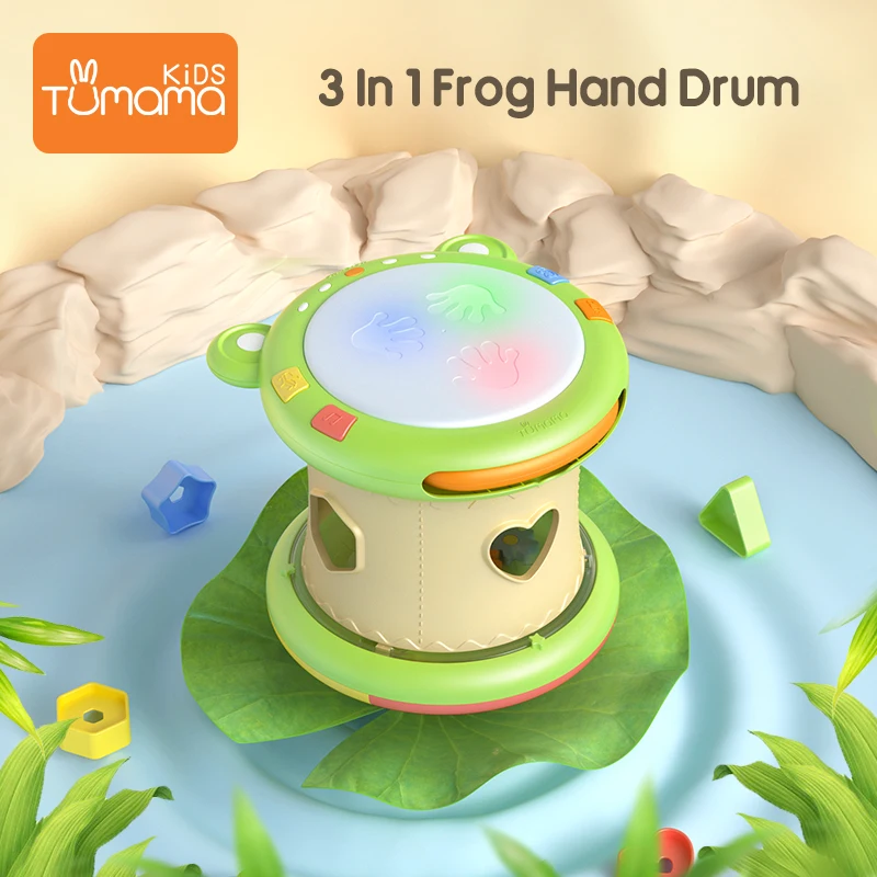 

Tumama Kids Frog Drum Baby Hand Drums Children Pat Drum Musical Instruments Baby Toys 6-12 Months Music Toys For Baby
