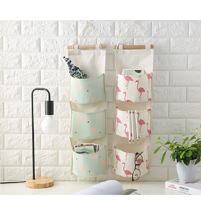 JX-LCLYL Cartoon cotton three layer hanging debris storage hanging pocket storage bag