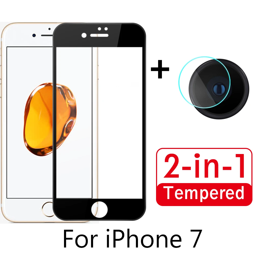 

2 in 1 Protective Glass For iPhone 7 Full Cover Screen Protector Back Camera lens Film and Tempered Glass For iPhone7 Glass
